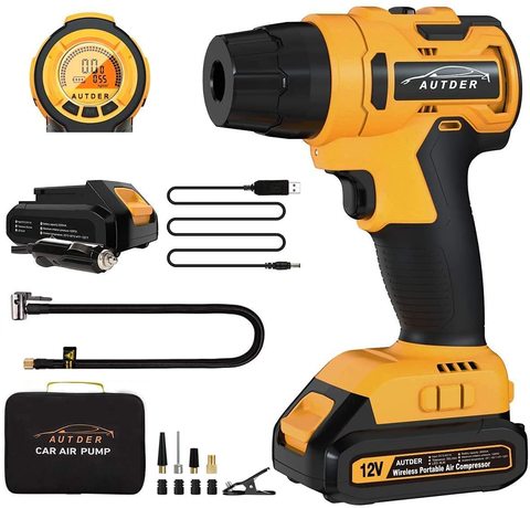 Main view of the AUTDER Cordless Tyre Inflator.