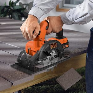BLACK+DECKER Cordless Circular Saw in use.