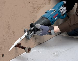 Bosch GSA 1100 E Sabre Saw in use.