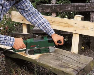 Bosch PBS 75 A Belt Sander in use.