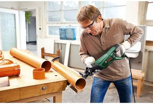 Bosch PSA 700 E Reciprocating Saw in use.