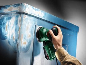 Bosch Random Orbit Sander in use.