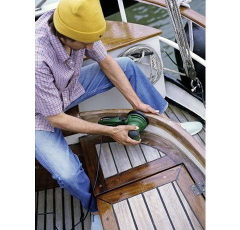 Bosch Random Orbit Sander in use.