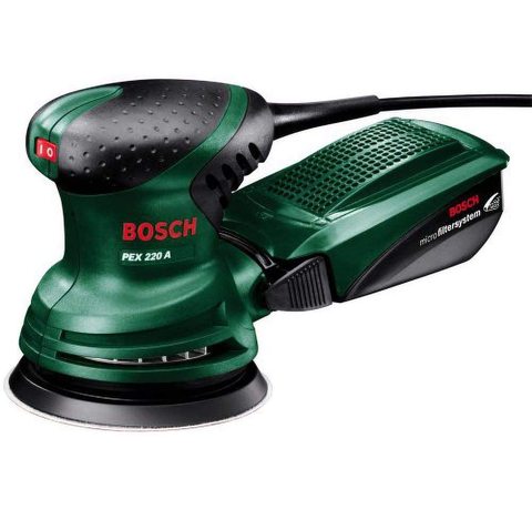 Bosch Random Orbit Sander Main view of the Bosch Random Orbit Sander.