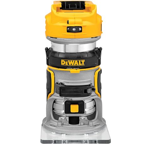 DEWALT 20V Cordless Router Main view of the DEWALT 20V Cordless Router.