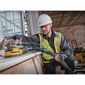 DEWALT DEWDWE6423 Random Orbital Sander in use.