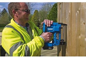 Draper D20 20V Cordless Stapler & Nailer in use.