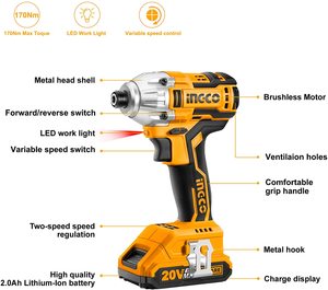 INGCO Impact Driver with annotations.