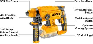 INGCO Rotary Hammer with annotations.