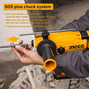 INGCO Rotary Hammer's SDS Plus chuck system.