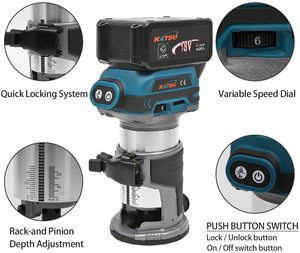 KATSU 18V Cordless Router's features.