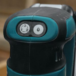 Makita DBO180Z Cordless Orbital Sander's controls.