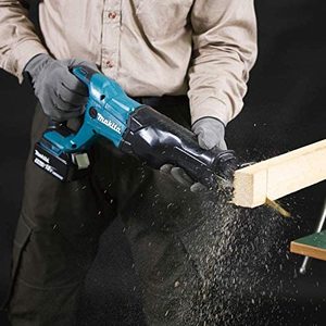 Makita DJR186Z Reciprocating Saw in use.