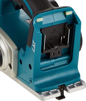 Close up view of the Makita DKP180Z Cordless Planer.