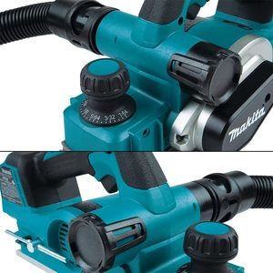 Makita DKP181Z Cordless Planer's adjustment dial.