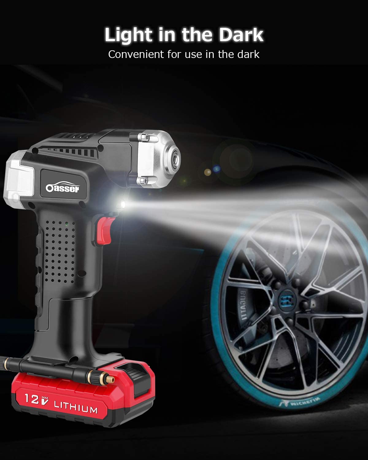 Oasser Portable Air Compressor's light.