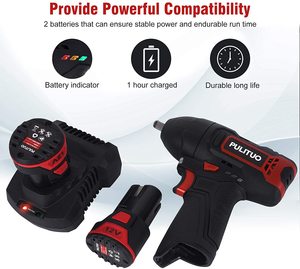 PULITUO Cordless Impact Wrench's battery and charger.