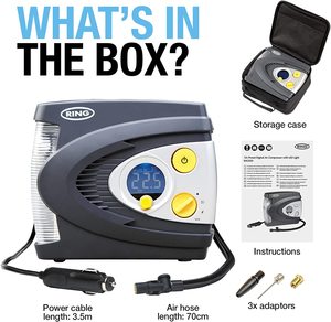 Ring RAC635 Preset Digital Tyre Inflator's features.