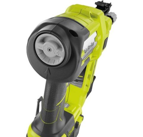 Close up view of the Ryobi R18N18G-0 ONE+ 18G AirStrike Nailer.