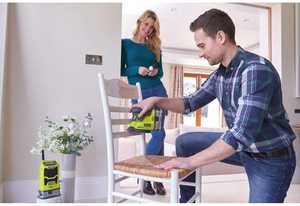 Ryobi R18PS-0 Cordless Palm Sander in use.