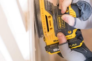 Stanley Fatmax Random Orbital Sander in use.