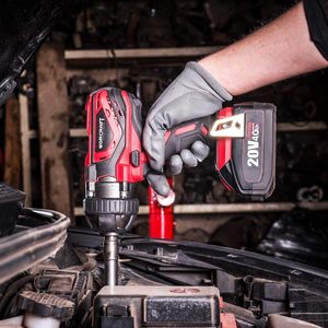WORCRAFT Cordless Impact Wrench in use.