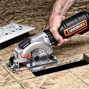 WORX WX427 Compact Circular Saw in use.