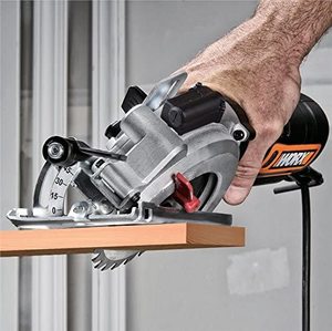 WORX WX427 Compact Circular Saw in use.